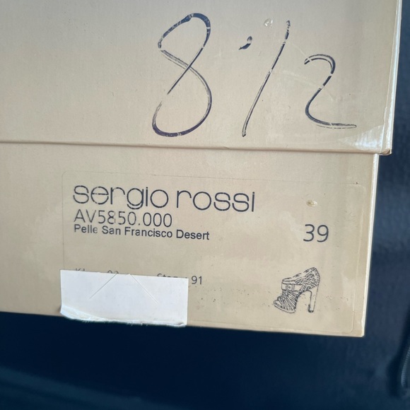 Sergio Rossi sz 39 (8.5) blush leather woven platforms w/silver buckle 5” heel - Picture 4 of 6